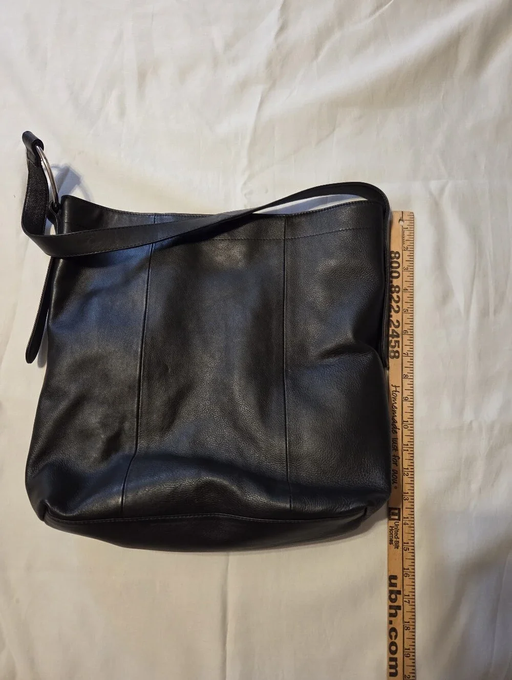 Black Leather Shoulder Bag with Silver Ring Detail, NorthStyle